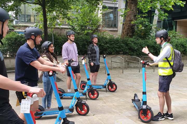 a group of people in a park